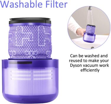 Фільтр Quta для Dyson V7/V8, змінний попередній фільтр і фільтр зі щіткою для чищення, 2 шт. и