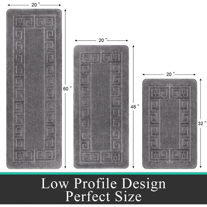 Набір килимків для ванної кімнати Pauwer, 3 шт., неслизькі, мікрофібра, сірий. Спеціальні розміри: 50x80 см + 50x120 см + 50x150 см. Машинне прання.