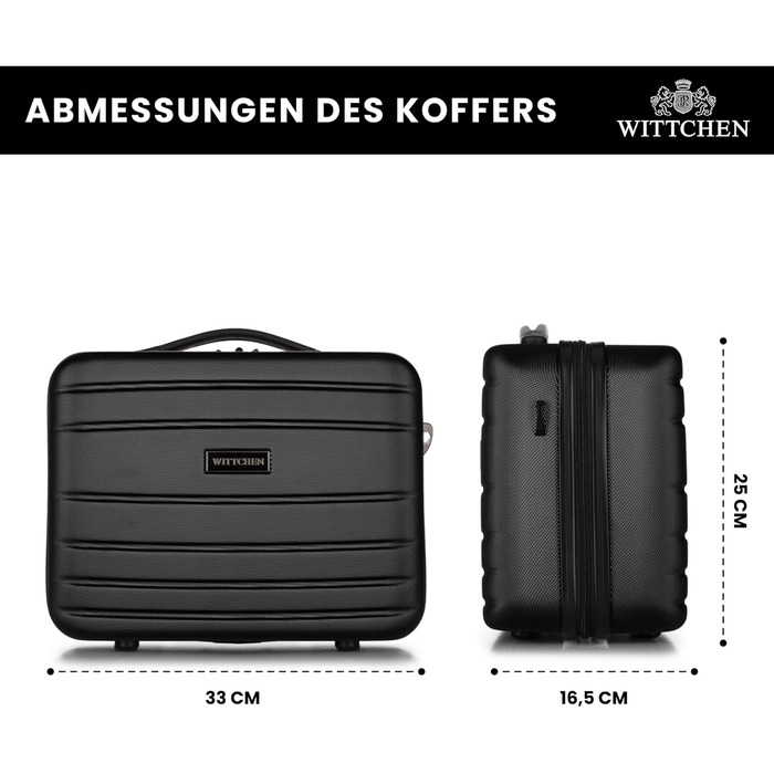 Чемодан для косметики/ручної поклажі WITTCHEN Globe Line | ABS, кодовий замок, 25 x 33 x 16,5 см, чорний | Підходить для Lufthansa, Eurowings, Ryanair, Condor, Discover Airlines