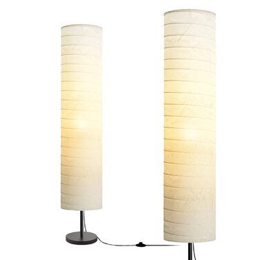 Торшер паперовий сучасний з абажуром для вітальні, спальні та кабінету з ножним вимикачем (Білий)