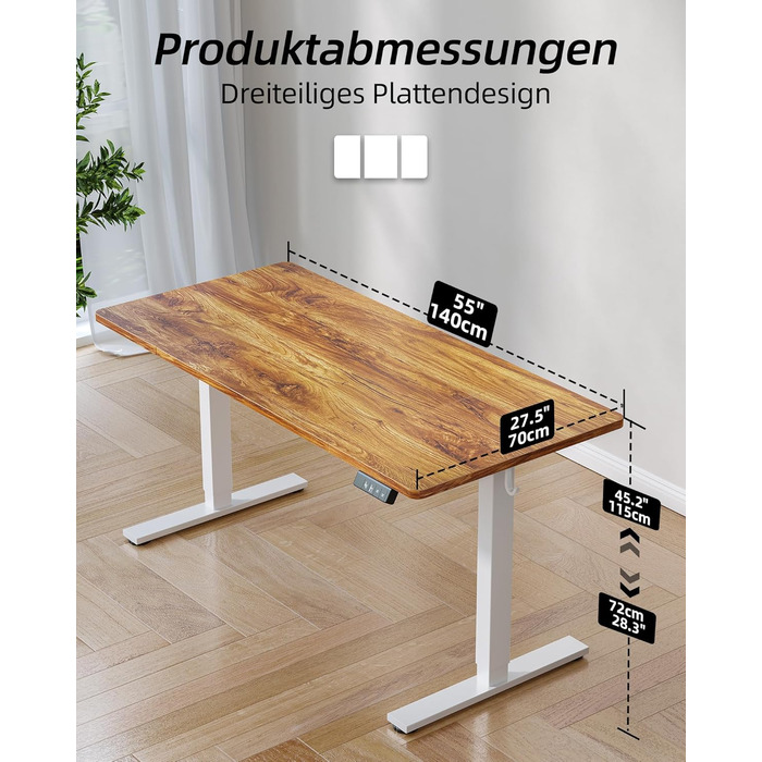 Регульований стіл BEXEVUE 120x60 см, електричний, з пам'яттю, для комп'ютера, білий