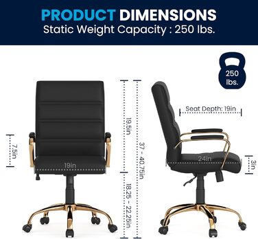 Офісний крісло Flash Furniture - крісло для шефа, біле шкіряне, з червоно-золотим каркасом, 61x58,5x103,5 см