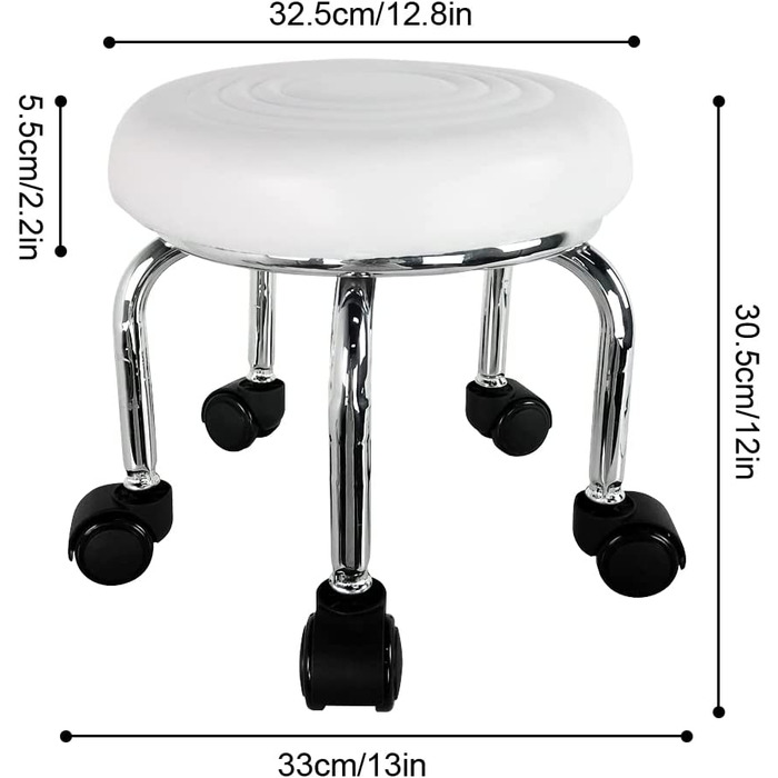 Сучасний маленький стілець на коліщатках wkwker зі штучної шкіри з відкидним сидінням, що обертається на 360 , низький круглий стілець з універсальними роликами для домашньої маси
