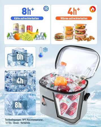 Термосумка-холодильник 7/14/24л ізольована водонепроникна для кемпінгу, пікніка, пляжу та грилю - міцна, сіра 7л