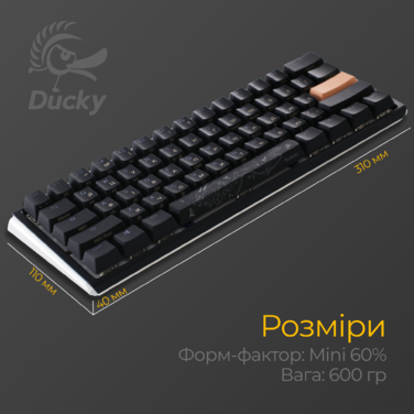 Механічна клавіатура Ducky One 3 Mini Cherry MX Silent red RGB Black UA