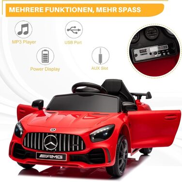 Дитячий електромобіль Mercedes Benz AMG LEADZM 12V, з пультом, MP3, музика, LED, червоний