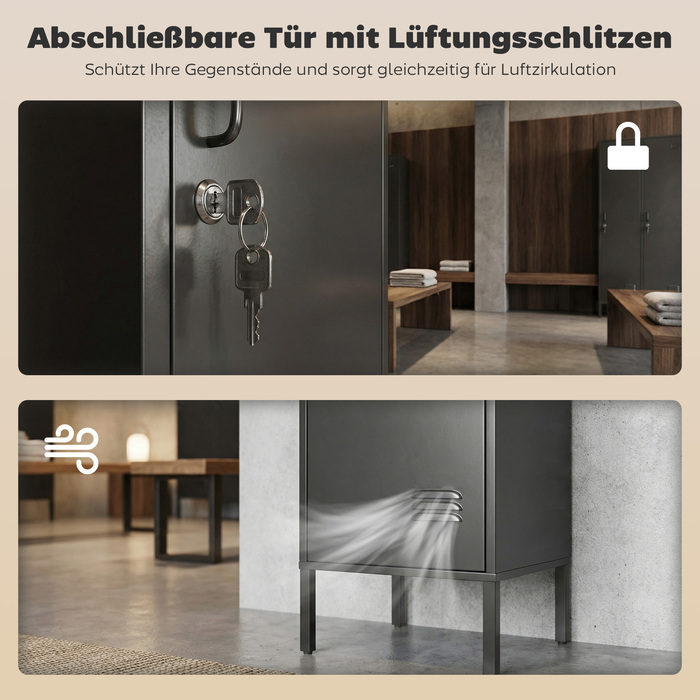 Сталевий шафка з замком та вішалкою для одягу, індивідуальна шафка зі сталі для дому або офісу, чорного кольору