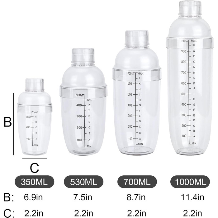 Чашка для коктейльного шейкера зі шкалою і кришкою-фільтром, пластиковий блендер для напоїв Nofaner, аксесуари для бару, прозора пляшка для вина, блендери