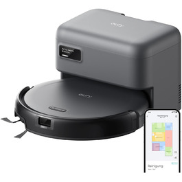 Робот-пилосос eufy C10 з автоматичною станцією самоочищення, 7,3 см, для прибирання килимів, з бічною щіткою для кутів, лазерна та інфрачервона навігація