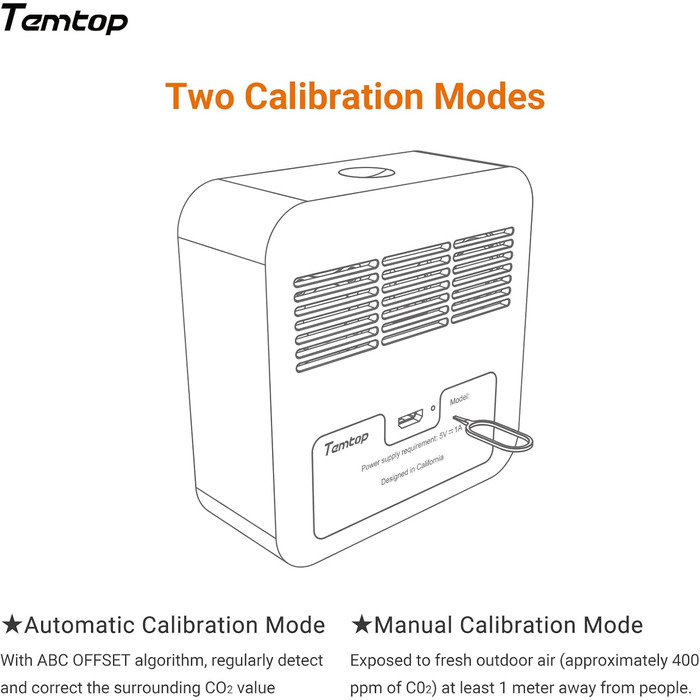 Temtop C10-2ND Монітор CO2 з Bluetooth, Wi-Fi, App, Температура та Вологість, для Дому та Офісу
