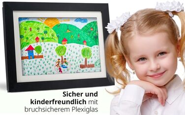 Рамка для дитячих малюнків KIYARI A4, 2 шт., білий, розкладний, з фронтальним доступом, для 150 малюнків, міцне дерево, безпечне скло, для творчості, дитячої кімнати та школи