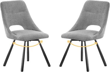 Обідні стільці поворотні, комплект 2 шт., 180° поворот, м'яке сидіння з кашмір-бавовни, чорні металеві ніжки, для вітальні, кухні, їдальні