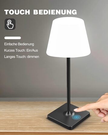 LED настільна лампа Infray з акумулятором, диммування, IP44, для дому та вулиці (чорний)