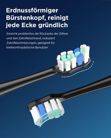 Електрична зубна щітка звукового типу для дорослих та дітей, 5 режимів чищення, 3 інтенсивності, таймер, 8 насадок, чорна, 1 шт.