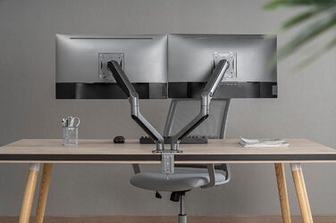 Кріплення для монітора 3IDEE Flexi-Lite: 2 монітори, 17-32 дюйми, до 9кг, VESA 75x75/100x100, регульована висота, сірий колір