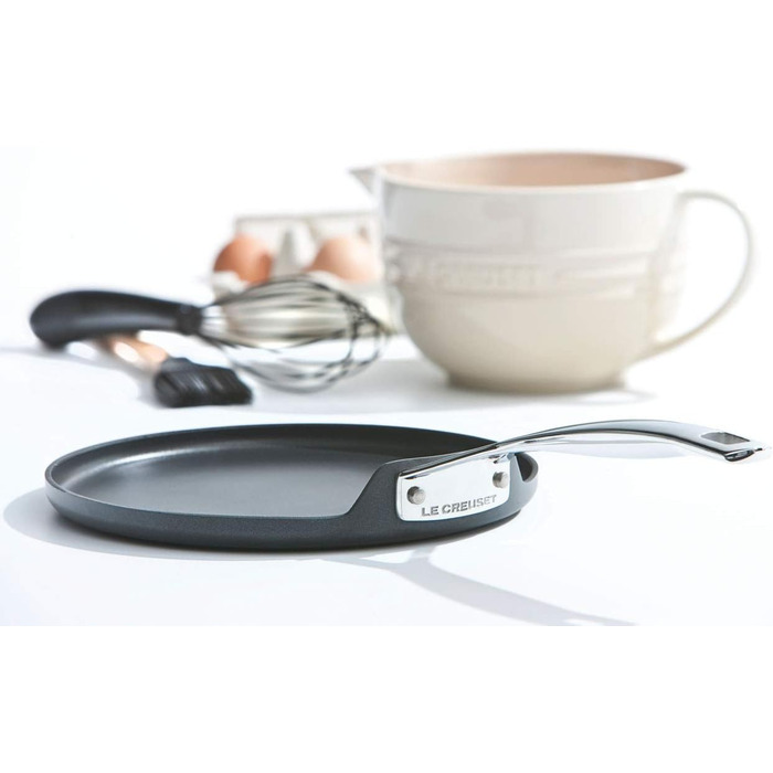 Сковорода для крепів LE CREUSET, діаметр 28 см, антипригарне покриття, для всіх типів плит (включно з індукційними), антрацит/срібло