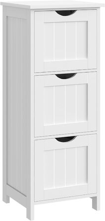 Шафа для ванної кімнати WOLTU, вузька шафа з 3 висувними ящиками, 32 x 30 x 81 см, для ванної, вітальні, спальні, кухні, сучасний дизайн, білий колір, BZS123ws