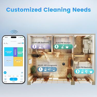 Робот-пилосос з функцією миття та станцією самоочищення, об'єм 3.5л, для килимів та шерсті тварин, з керуванням через додаток та Alexa, LiDAR навігація, час роботи 180 хвилин (світло-чорний)