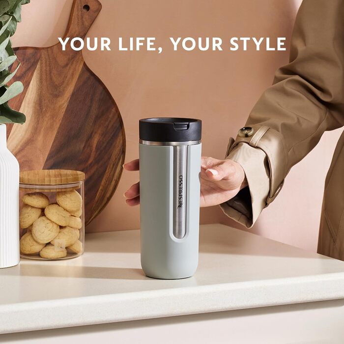 Термокружка Nespresso Travel Mug Small Sage Green 300 мл - Зелений салатний колір, нержавіюча сталь, для кави, чаю, матча, з кришкою, для подорожей