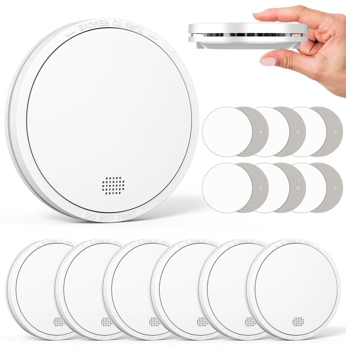 Датчик диму Rauchmelder з батареєю на 10 років, магнітне кріплення, EN14604, бездротовий, 85dB, 6 шт.