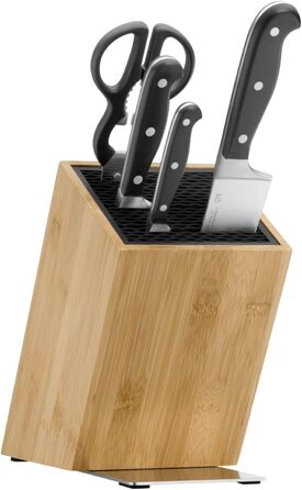 Набір ножів WMF Spitzenklasse Plus з підставкою, 5 предметів, Made in Germany, з бамбуковою підставкою та кухонними ножицями