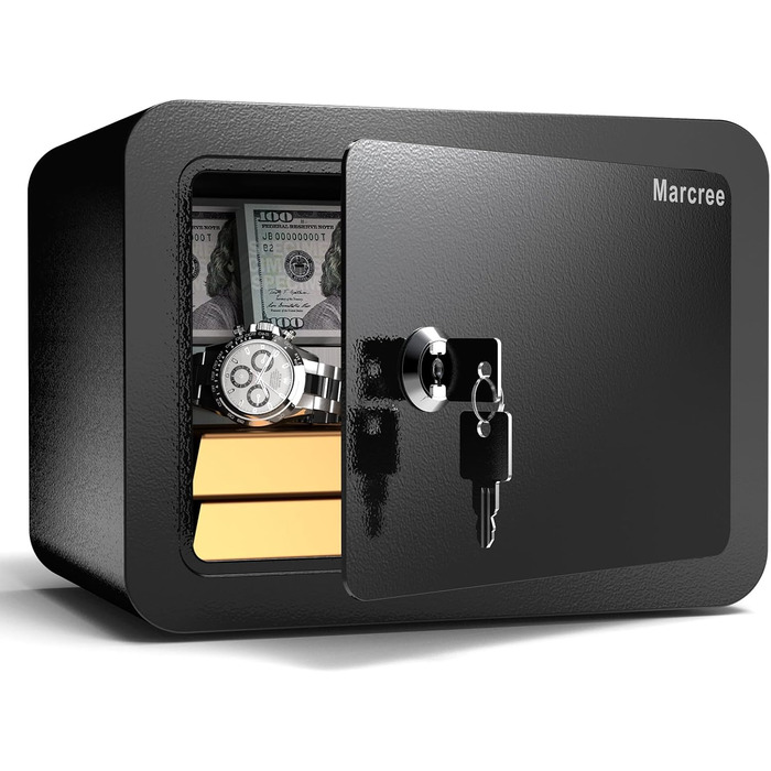 Marcree Cub Safe – міні-сейф для грошей та особистих речей, 6,69 x 9,06 x 6,69 дюймів, чорний