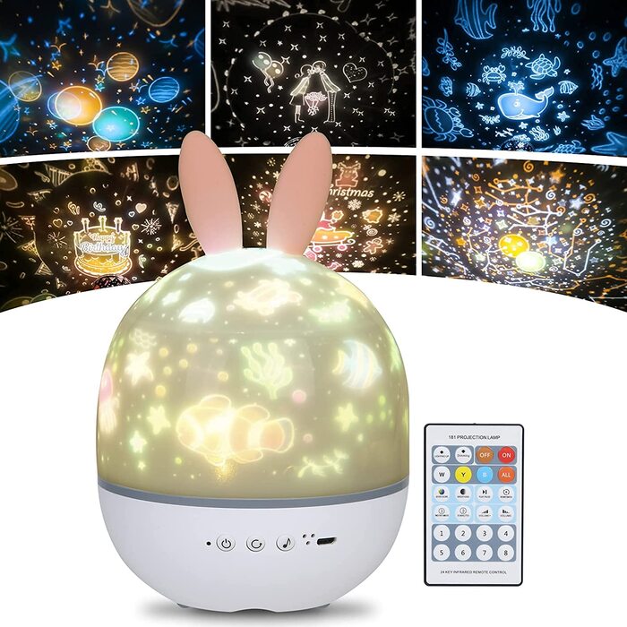 Проектор зоряного неба URAQT з пультом і таймером у формі кролика