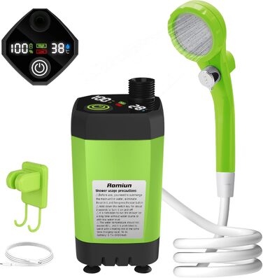 Набір для душу на кемпінг Green 6000mAh з цифровим дисплеєм та регулюванням, для дому та подорожей