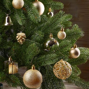 Набір з 101 різдвяних дрібничок BRUBAKER, прикрашених ялинковими прикрасами з мережива дерева (шампанське)