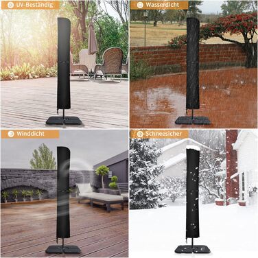 Чохол для парасольки/маркетки Dokon, діаметр до 400 см, водонепроникний, зимовий, UV-стійкий, чорний