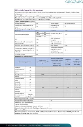 Міні-холодильник Cecotec Bolero CoolMarket TT 107: 107 л, клас E, регулювання температури, ящик для овочів, морозильна камера, тиха робота, чорний/білий