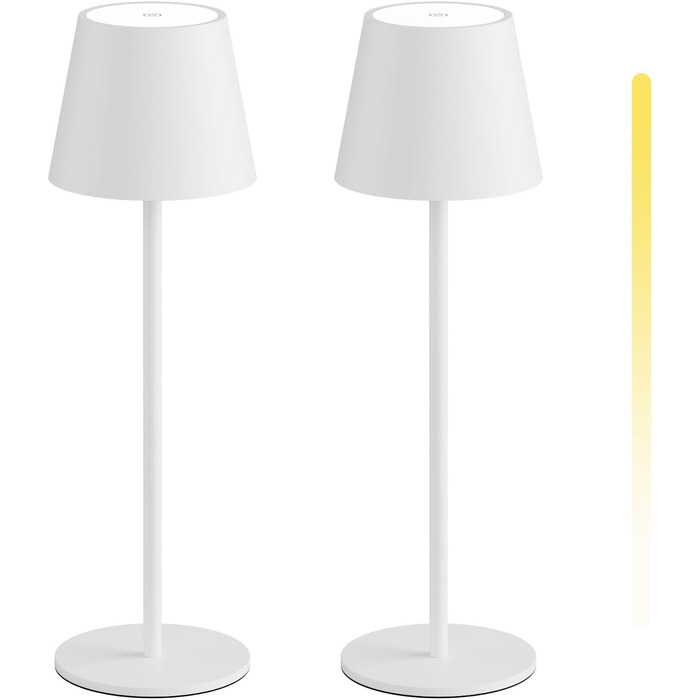 LED-лампа K-Bright 2 шт. з регулюванням яскравості, акумуляторна, бездротова, перезаряджувана, 3000K/4000K/6000K, три колірні температури, USB-C, IP54, вологостійка, білий колір
