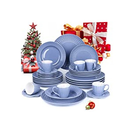 Набір посуду Фарфор для 6/12 осіб, Синій сервіз SINTUN з 30 предметів в подарунок, набір тарілок, кавоварка