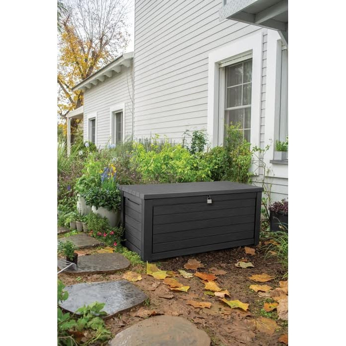 Ящик для зберігання Keter Blackwood 623л, чорний - водонепроникний, з газовими амортизаторами, витримує до 272 кг