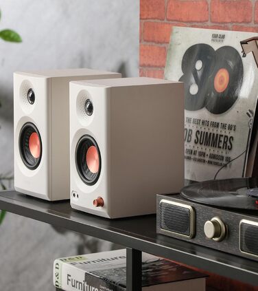 Edifier MR3 - Компактні студійні колонки 2.0, Hi-Res Audio, Bluetooth 5.4, RCA, AUX, керування через додаток, 2 x 18W (білі)