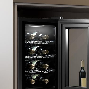Витримання вина Cecotec Bolero Grandsommelier 830 Coolcrystal: 8 пляшок, термоелектрична охолодження, регулювання температури 8-18°C, сенсорне керування, LED-підсвітка, без шкідливого газу, чорний колір