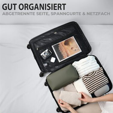 Набір валіз FERGÉ Milano 5-ти частинний (3 розміри) + сумочка для косметики + сумка для подорожей - чорний/бежево-коричневий