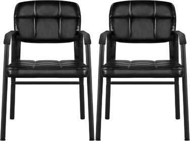 Крісла для гостей Yaheetech - 2 шт., чорні, з підлокітниками та спинкою, для вітальні, конференц-залу, їдальні, штучна шкіра, 58 x 60 x 85 см