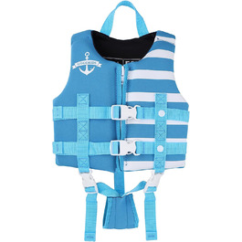 Дитячий рятувальний жилет, неопренова плавальна куртка для хлопчиків і дівчаток, плавальний купальник для малюків, купальники, засоби для тренувань з плавання з ремінцями, для навчання плаванню, 1-9 років (Синій, м / 4-6 років)
