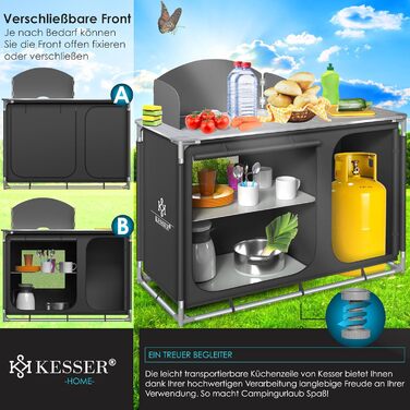 Кухонний бокс KESSER для кемпінгу F4 Anthrazit з алюмінієвою рамою та сумкою для перенесення