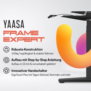 Рамка Yaasa Frame S для столу, регулювання висоти, USB-порт, 2-х рівневий телескопічний механізм, блокування клавішами (білий)