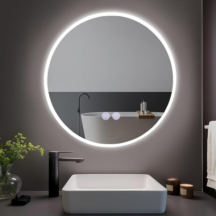 Круглий дзеркало для ванної кімнати з підсвічуванням Mursche - LED дзеркало для ванної кімнати, 60 см, IP44, з сенсорною панеллю