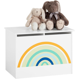 Дитяча іграшкова скриня Ящик для іграшок з кришкою Коробка для зберігання з кришкою Ящик для іграшок Зберігання іграшок Дитячий білий BHT Приблизно 62x44x40см, 70-W