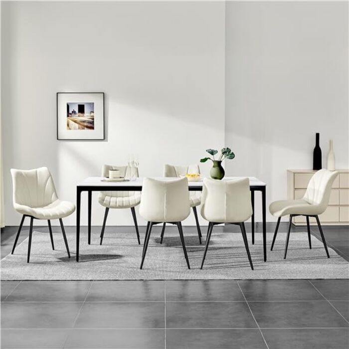 Набір обідніх стільців Yaheetech, 6 шт., з м'яким сидінням з велюру та металевими ніжками, для кухні, вітальні, обідньої кімнати, до 150 кг