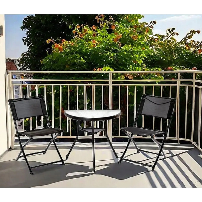 Комплект садових меблів Atos, метал, чорний, 3 предмети