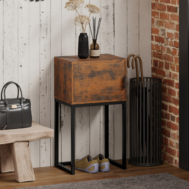 Консольний столик з полицею, індустріальний стиль, для вітальні або передпокою, 40x30x76 см, коричневий у стилі рустик