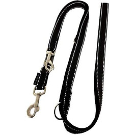 Повідець для собак elropet Подвійна світловідбиваюча лямка 25 мм 3,50 м чорного кольору з 4-кратною регулюванням для великих і сильних собак