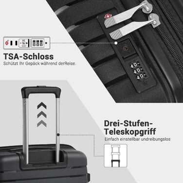 Чохол KONO середнього розміру з жорсткою оболонкою, PP-матеріал, розширюваний, легкий, з 4 спін-колесами, тримачем для напоїв та TSA замком (Зелений, L). Розмір: середній.