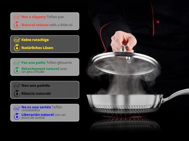 Сковорода INTIGNIS® з кришкою – 30 см / 12 дюймів / 6 л – з антипригарним покриттям | Стійка до подряпин | Глибока | Без хімікатів | Сковорода з нержавіючої сталі