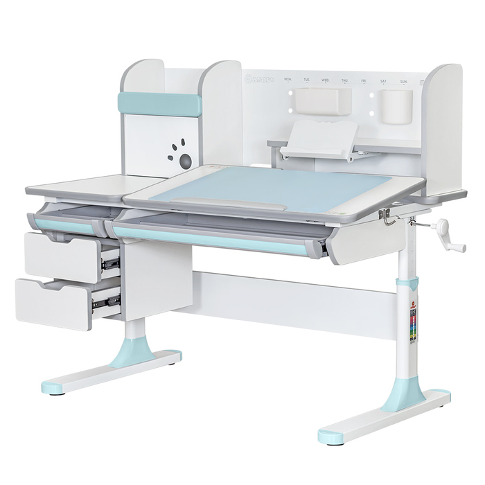 Дитячий стіл Mealux Hamilton Multicolor BL з полицею (арт. BD-680 W/G MC+BL з полицею)